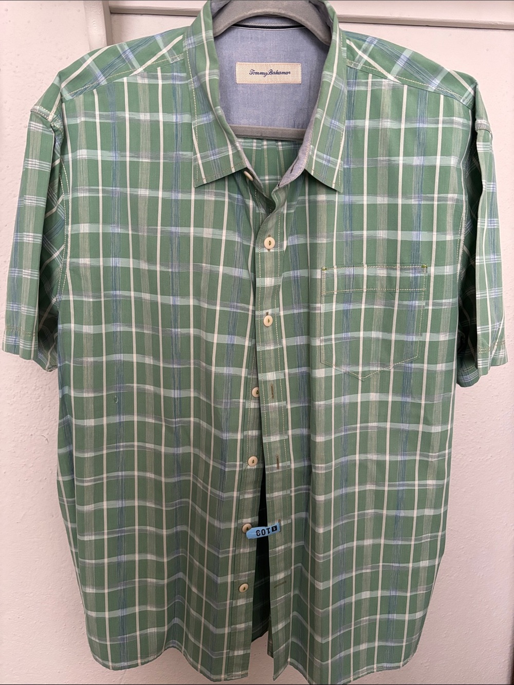 Tommy Bahama Green Plaid Short-Sleeve Button-Up Shirt size XXL